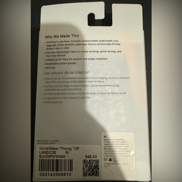 Lululemon InvisiWear Mid-Rise Thong Underwear 3 Pack BNWT - Picture 5 of 5